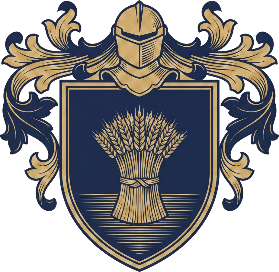 Original Campbell crest design: a shield with a wheat sheaf in a fair field
