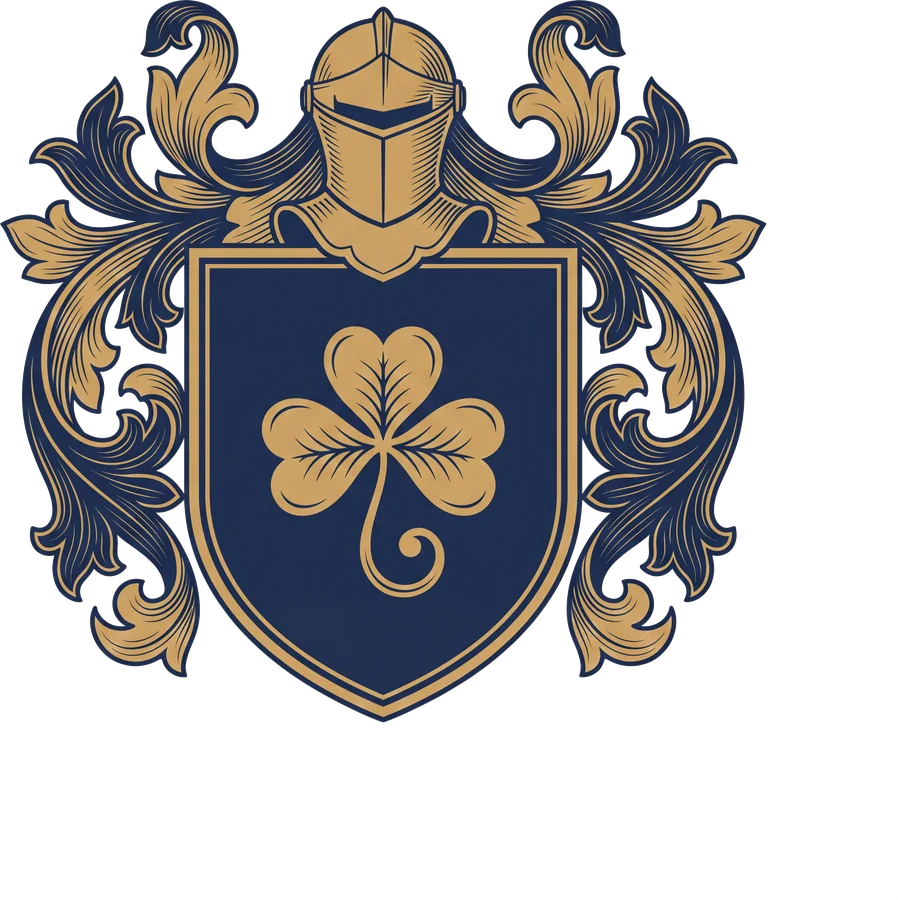 Original Fitzgerald crest design: a shield with a shamrock