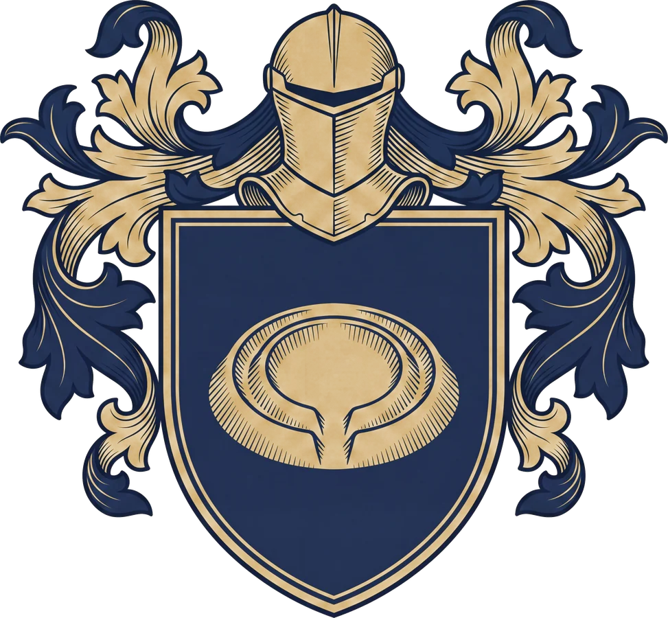 Original Gordon crest design: a shield with a ringed hillfort
